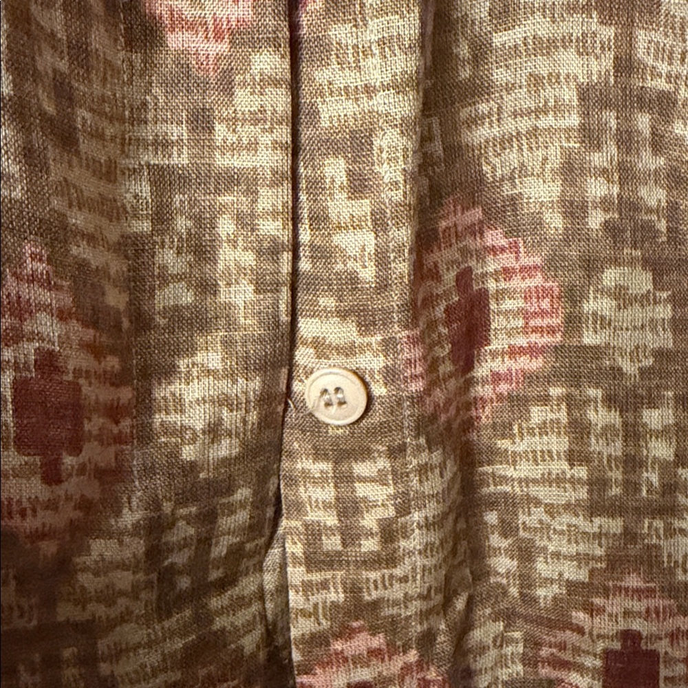 Anne Klein Brown and Rust Patterned Button-Up Blo… - image 4